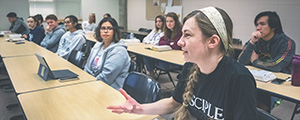 female student engaged in classroom