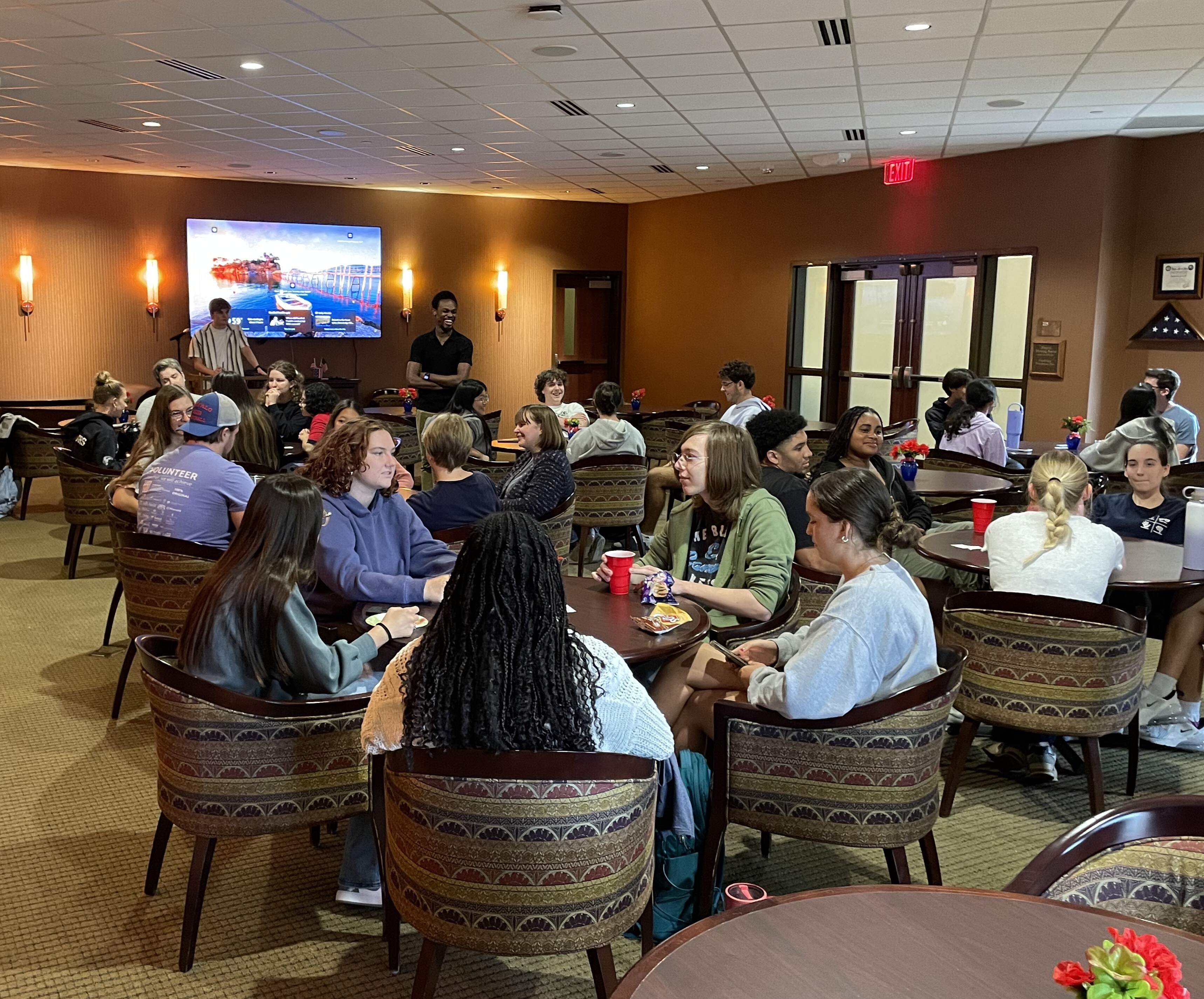 Honors students at speed friending event